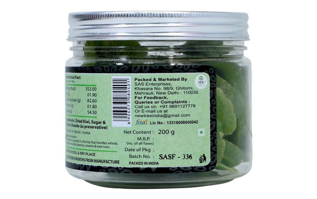 New Tree Fruit Meal Dried Kiwi   Glass Jar  200 grams